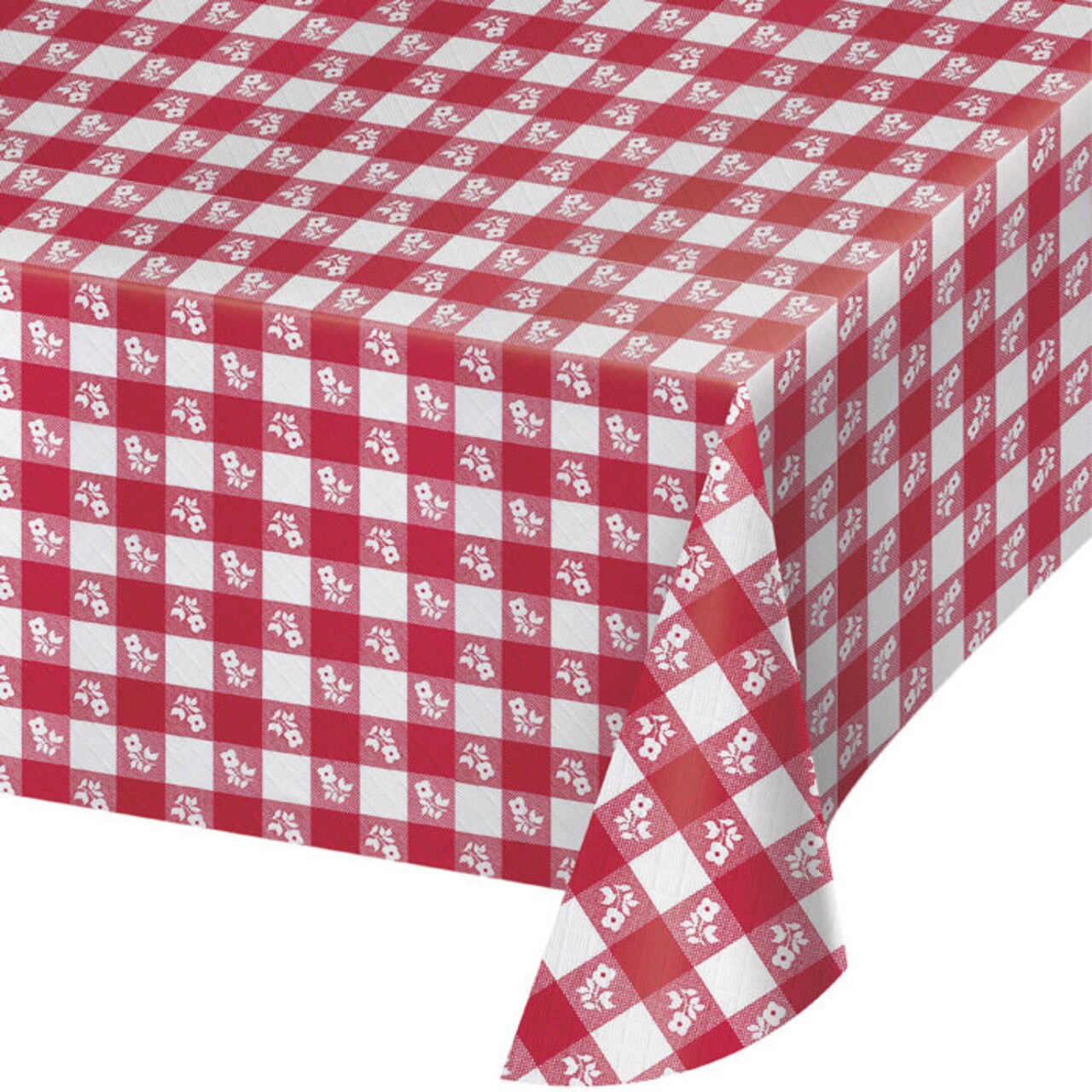 Red Gingham Polylined Tissue Paper Table Cover 54" X 108"